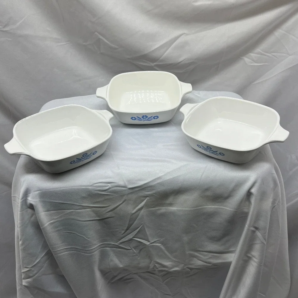 Corning‎ Ware Petite Pan Blue Cornflower Square Baking Dish Set P-41-B